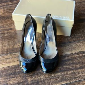 Black Leather/Patent Michael Kors Heels